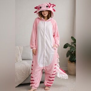 Kigurumi.com Pink Axolotl Onesie Costume Pajamas – Size R (Regular)